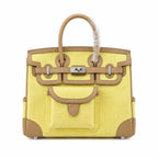 Birkin Cargo 25 Sesame and Lime Yellow Swift Leather Splicing Canvas Bag