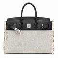 Birkin 35 Fray Fray Black Leather and Fringed Canvas Bag