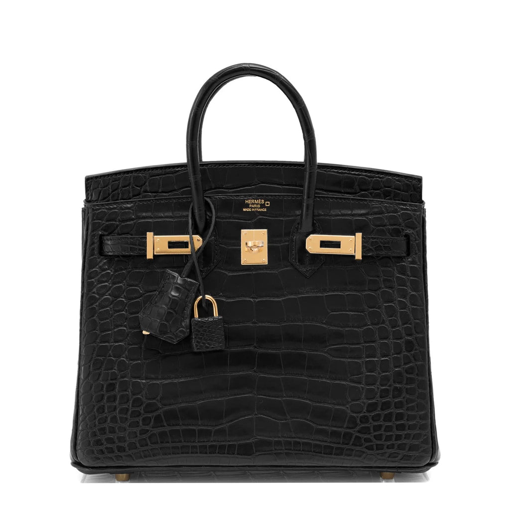 Black Matte Alligator Baby Birkin 20cm Gold Hardware