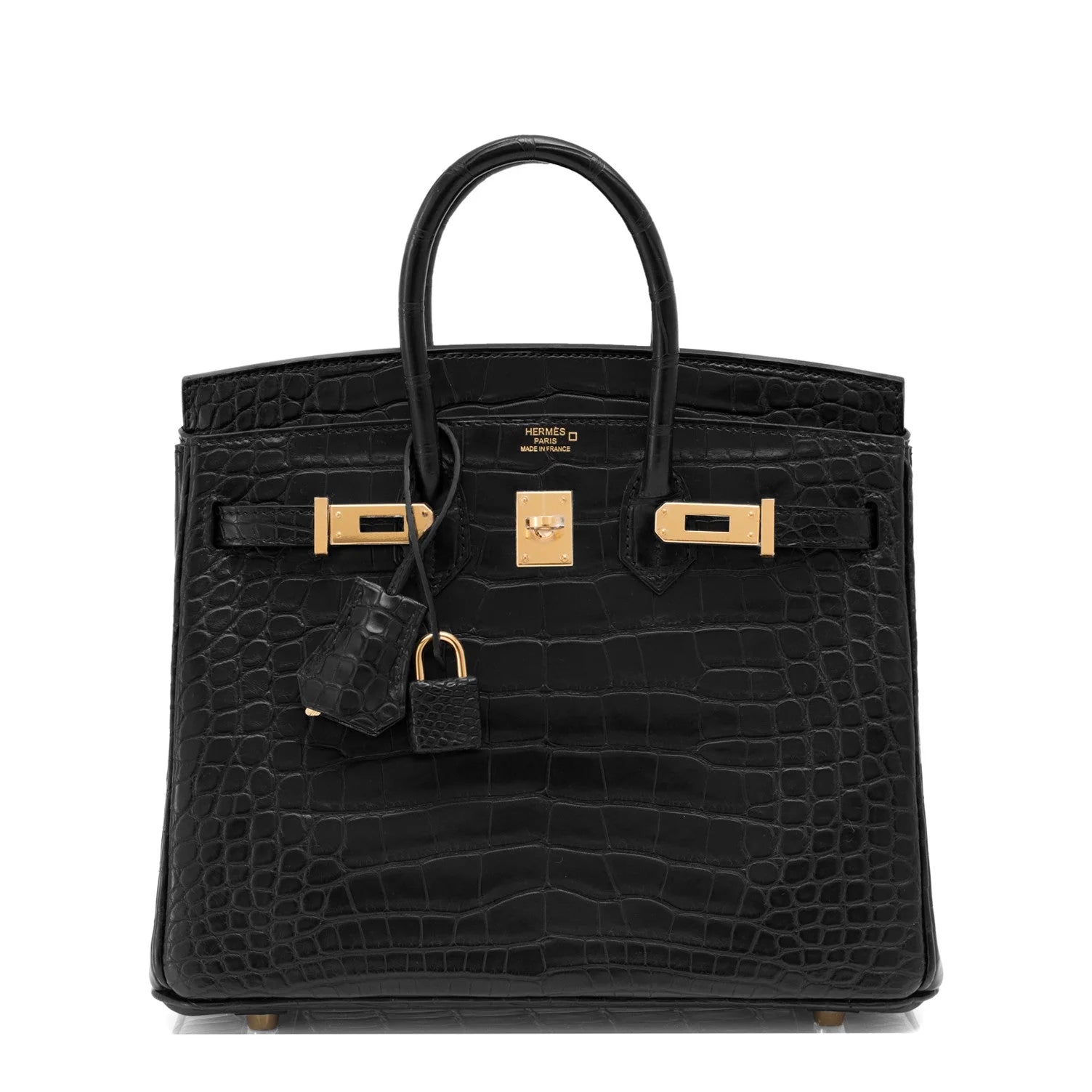 Black Matte Alligator Baby Birkin 20cm Gold Hardware