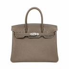 Birkin 30 Retourne in Etoupe Togo Leather with White Stitching (Palladium Hardware)
