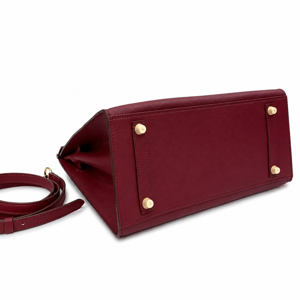 Birkin Style 25/30 Sellier in Bordeaux Epsom Leather (Gold Hardware)