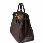 Large Birkin HAC 40cm Men's Tote in Premium Chocolate Brown Togo Cowhide