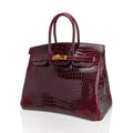 Birkin 35 Bag Bordeaux Porosus Crocodile with Gold Hardware