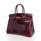 Birkin 35 Bag Bordeaux Porosus Crocodile with Gold Hardware