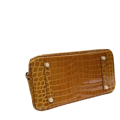 Birkin Shiny Niloticus Crocodile Cowhide Leather Gold Hardware