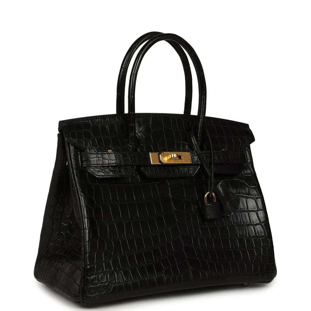 Birkin Black Matte Niloticus Crocodile Gold Hardware