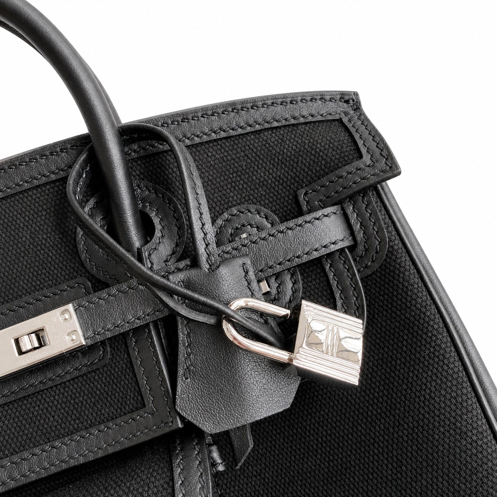 Birkin Cargo 25 All Black Swift Leather and Canvas Multi-Pocket Bag