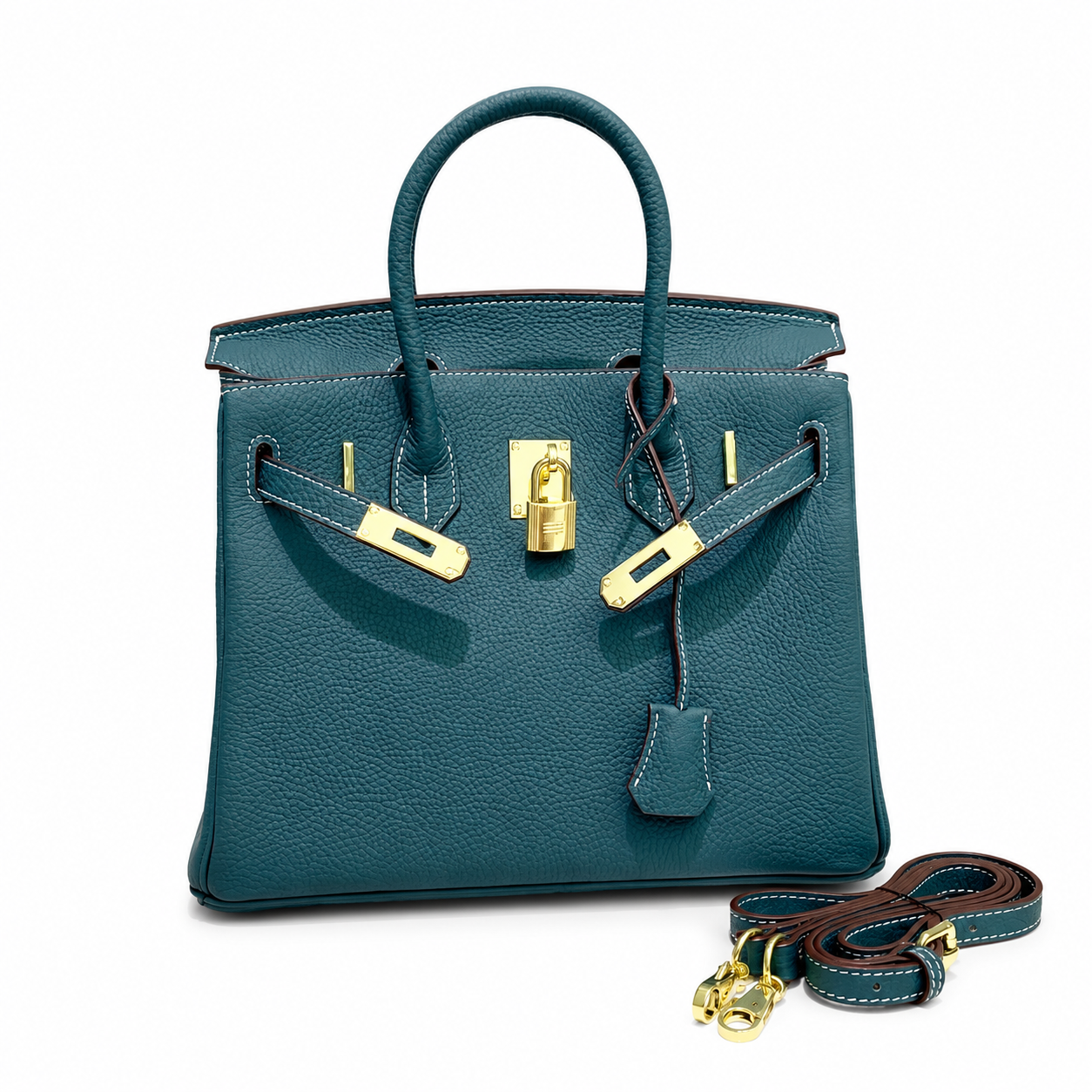 Birkin Style Retourne in Malachite Togo Leather (Gold Hardware)