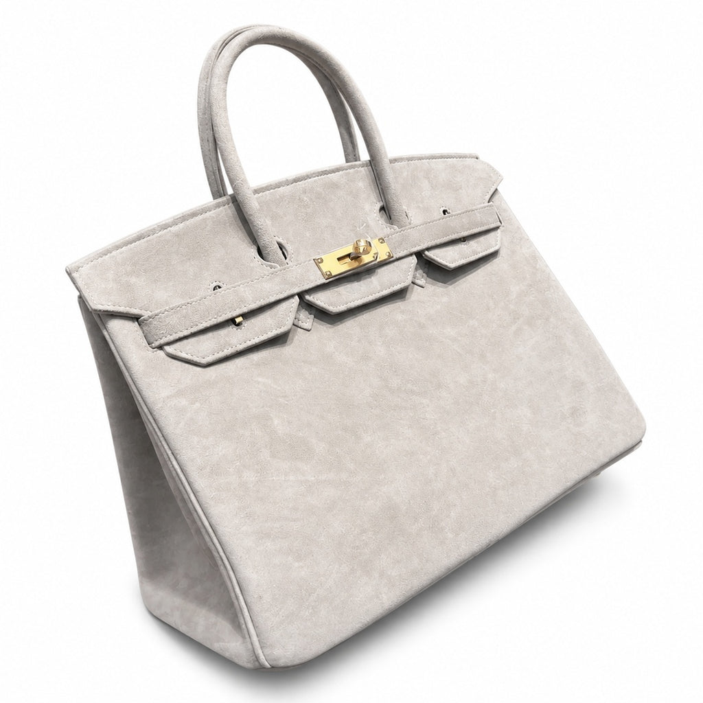 Birkin 35 Retourne in Etoupe Suede Grizzly (Gold Hardware)