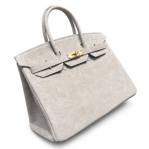 Birkin 35 Retourne in Etoupe Suede Grizzly (Gold Hardware)