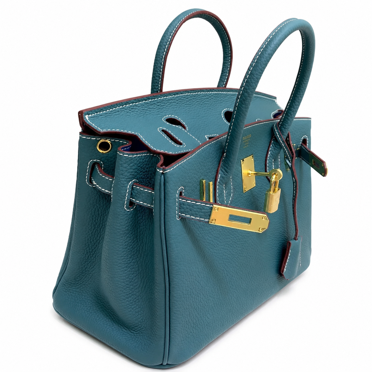 Birkin Style Retourne in Malachite Togo Leather (Gold Hardware)