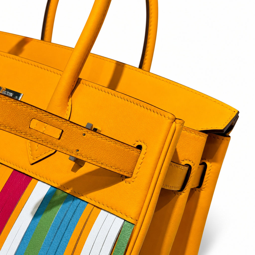 Birkin 30cm HSS Edition in Amber Yellow with Rainbow Swift Fringe