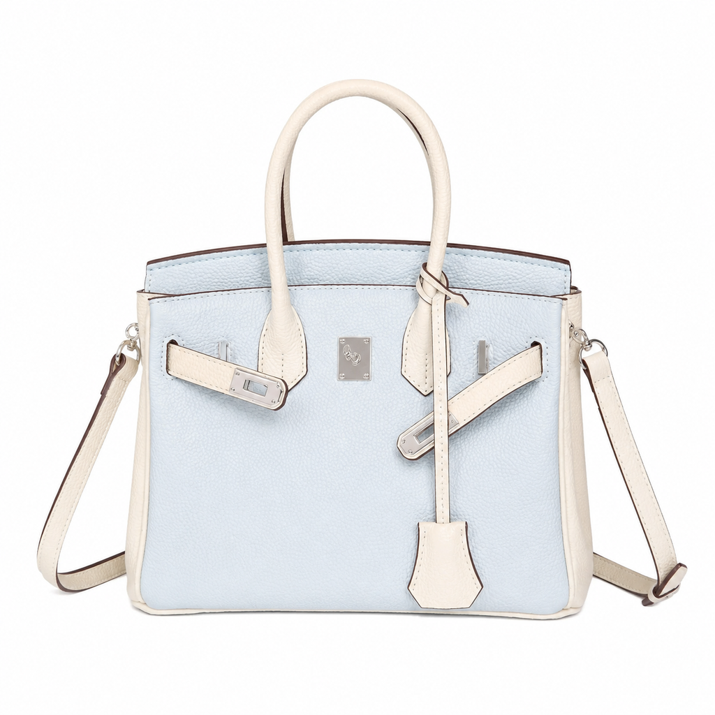Birkin 25/30 Retourne Bi-Color in Bleu Brume and Craie Togo Leather (Palladium Hardware)