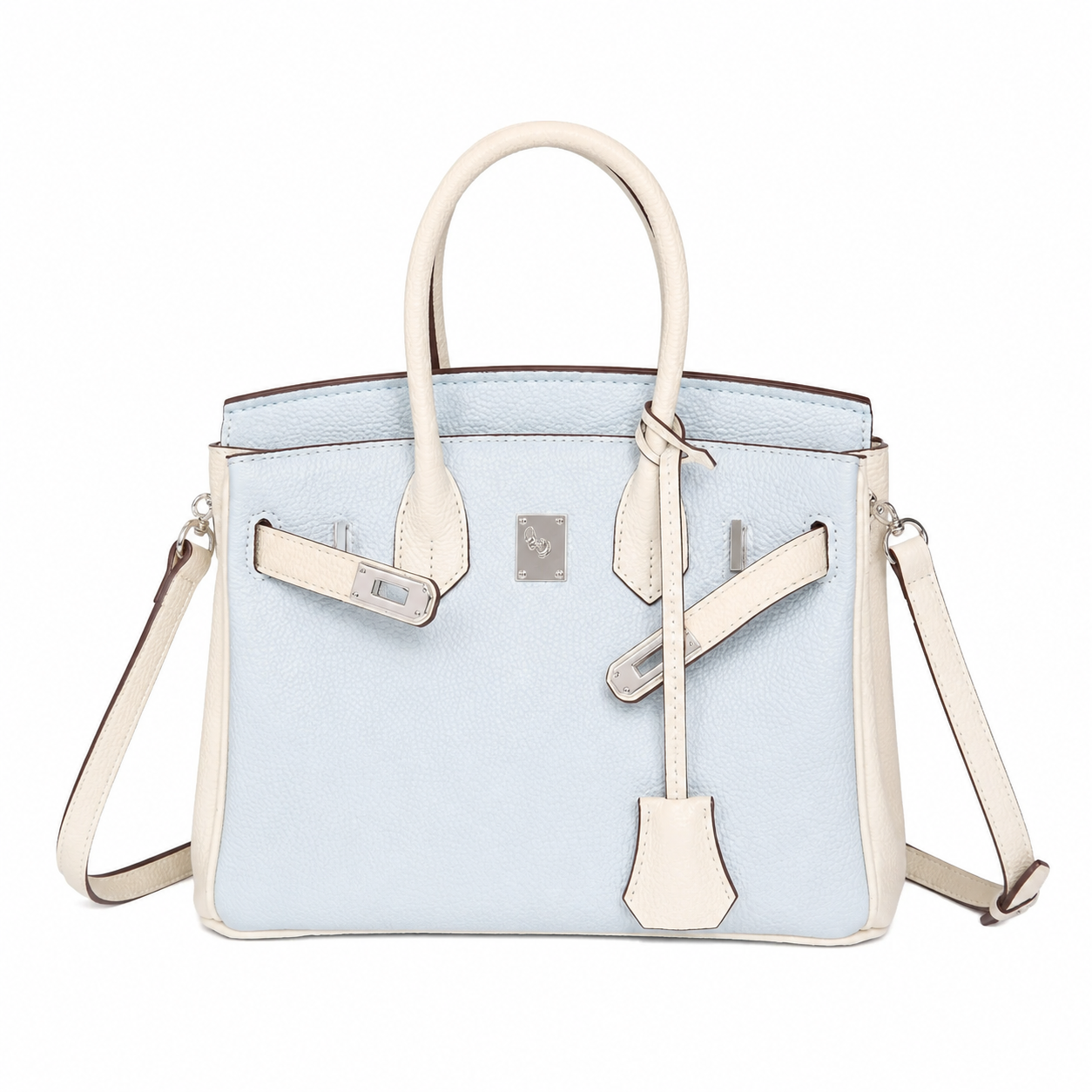 Birkin 25/30 Retourne Bi-Color in Bleu Brume and Craie Togo Leather (Palladium Hardware)