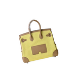 Birkin Cargo 25 Sesame and Lime Yellow Swift Leather Splicing Canvas Bag