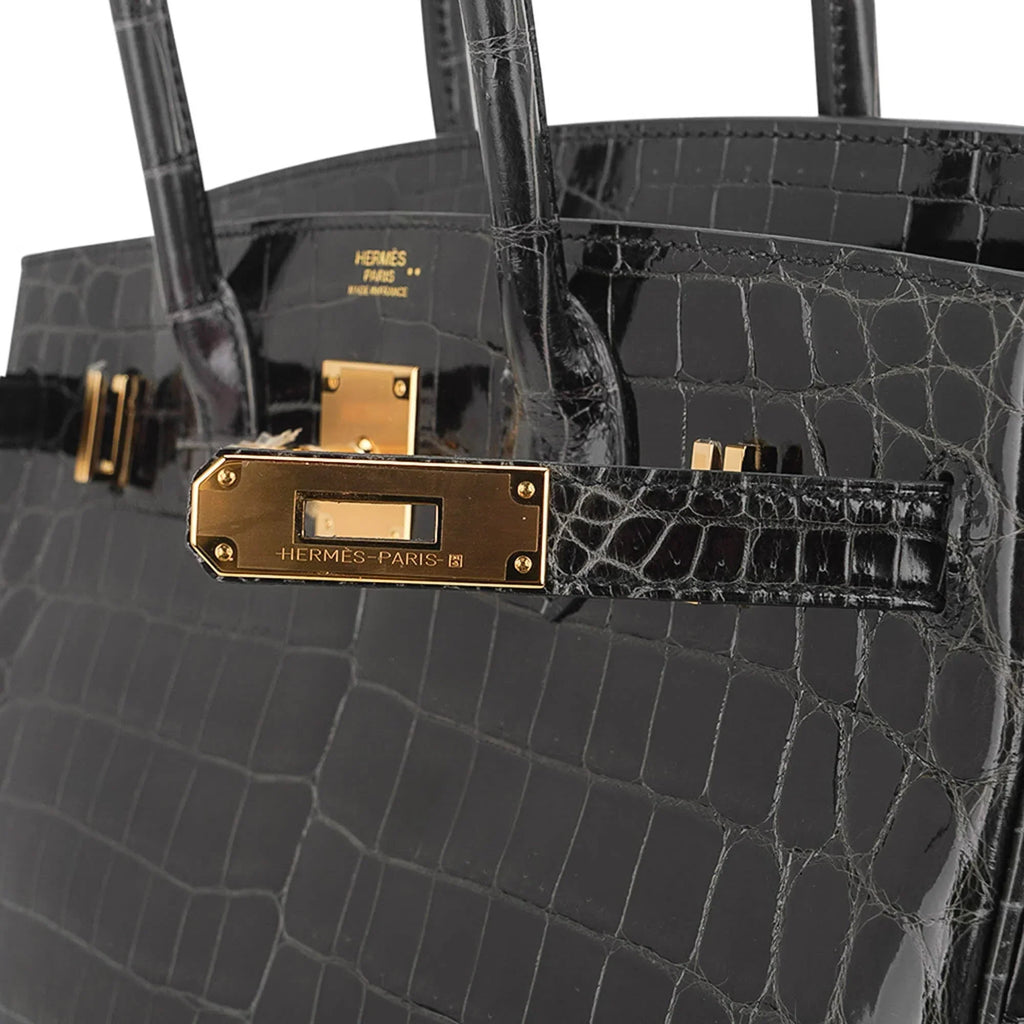 Birkin Bag, Crocodile-Grain Top-Grain Cowhide Leather, In-Seam Gold Hardware