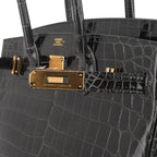Birkin Bag, Crocodile-Grain Top-Grain Cowhide Leather, In-Seam Gold Hardware