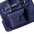 Birkin Cargo 25 Navy Blue Swift Leather and Canvas Splicing Bag