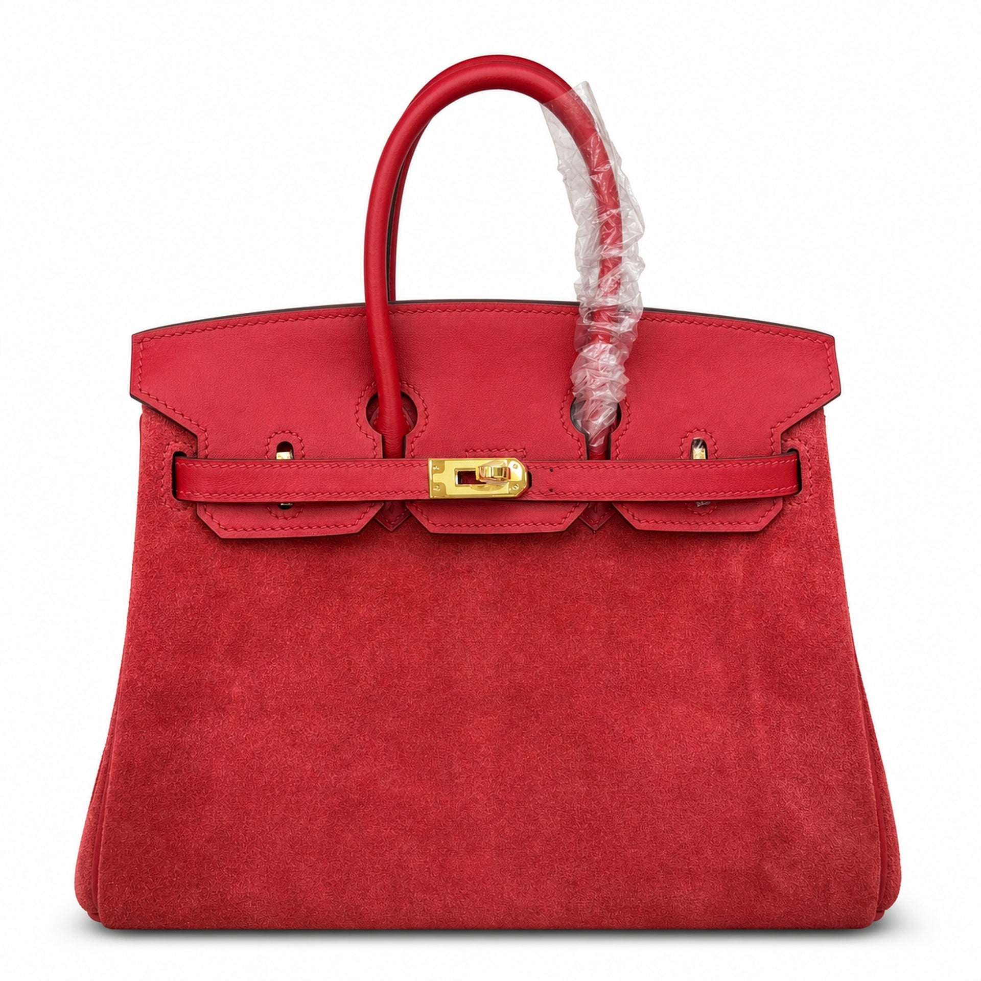 Rare Runaway Birkin 25cm Grizzly Rouge Casaque Suede Luxury Tote