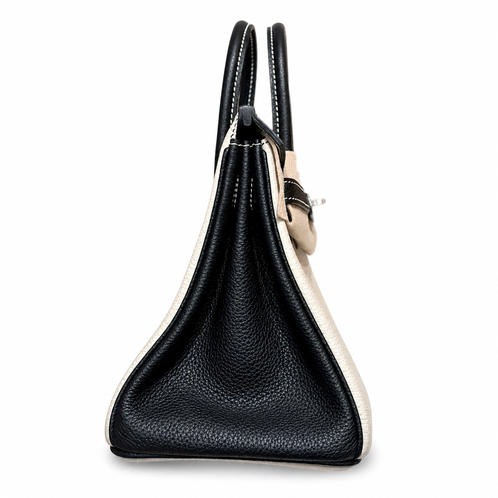 Birkin 25 Craie and Noir Togo Leather Bi-Color Bag