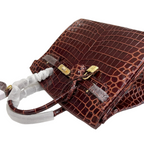 Birkin Style 25/30 Retourne in Rouge H Crocodile-Embossed Leather (Gold Hardware)