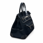 Birkin Cargo 35 in Noir Toile Goéland and Swift Leather (Palladium Hardware)