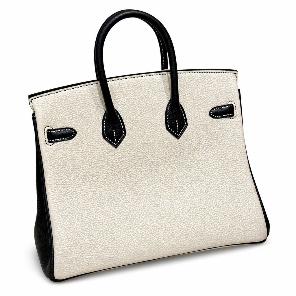 Birkin 25 Craie and Noir Togo Leather Bi-Color Bag
