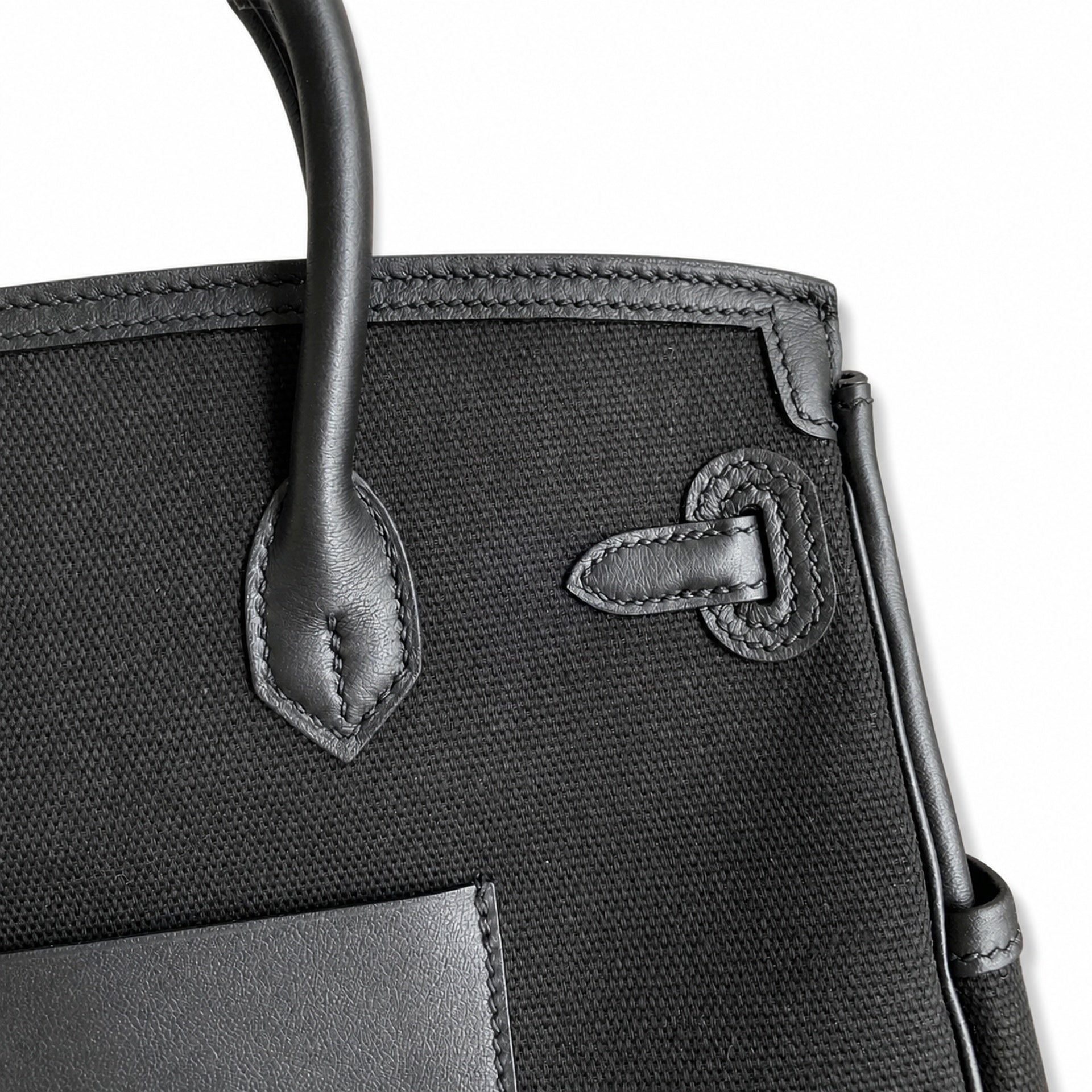 Birkin Cargo 25 All Black Swift Leather and Canvas Multi-Pocket Bag