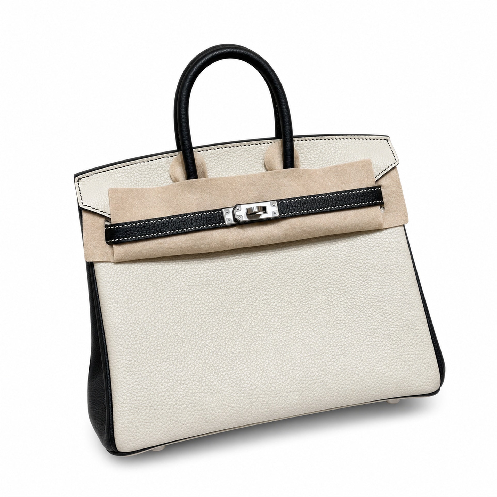 Birkin 25 Craie and Noir Togo Leather Bi-Color Bag