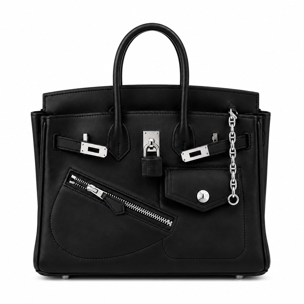 Birkin 25 Rock Sellier in Noir Swift Leather (Palladium Hardware)