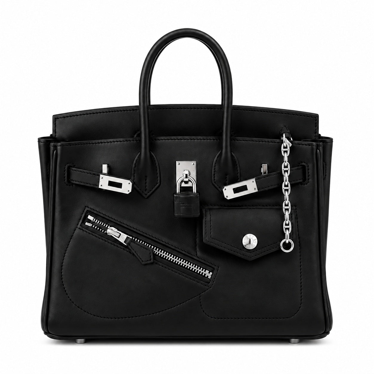 Birkin 25 Rock Sellier in Noir Swift Leather (Palladium Hardware)