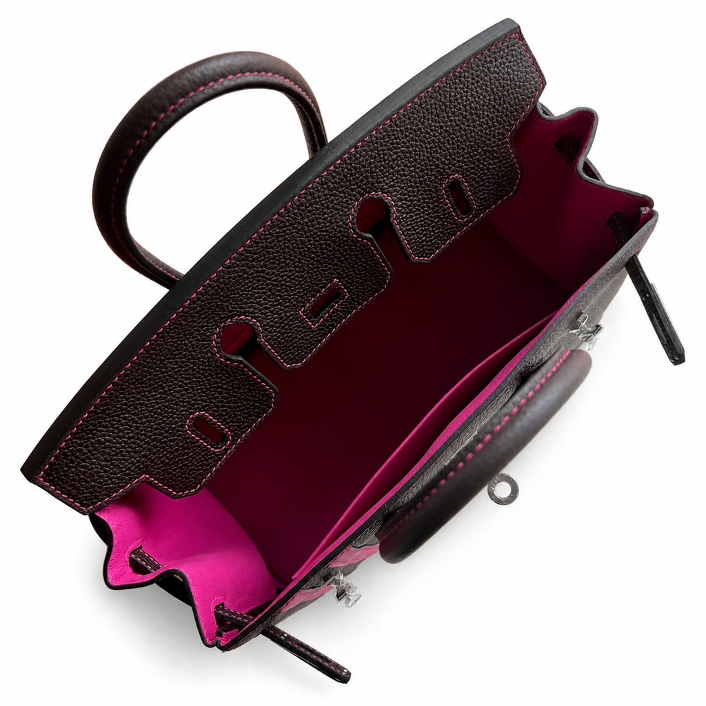 Mini Birkin 25cm Officier Edition in Chocolate Brown Togo & Pink Swift Calfskin