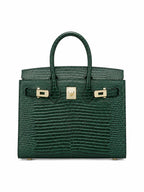 Mini Birkin 20cm Outer Stitching Tote Bag in Emerald Lizard Pattern