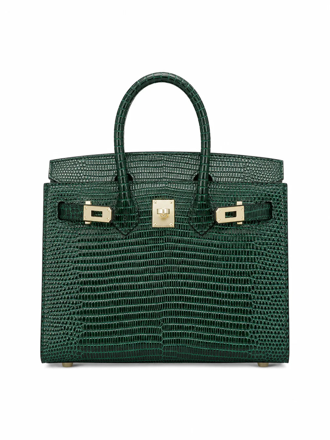 Mini Birkin 20cm Outer Stitching Tote Bag in Emerald Lizard Pattern