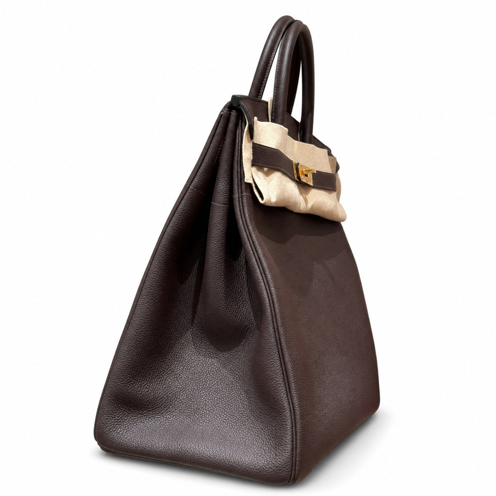 Large Birkin HAC 40cm Men's Tote in Premium Chocolate Brown Togo Cowhide