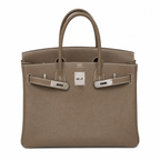 Birkin 30 Retourne in Etoupe Togo Leather with White Stitching (Palladium Hardware)