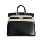 Hermès Birkin 25 Sellier Noir Box Calfskin Silver Hardware