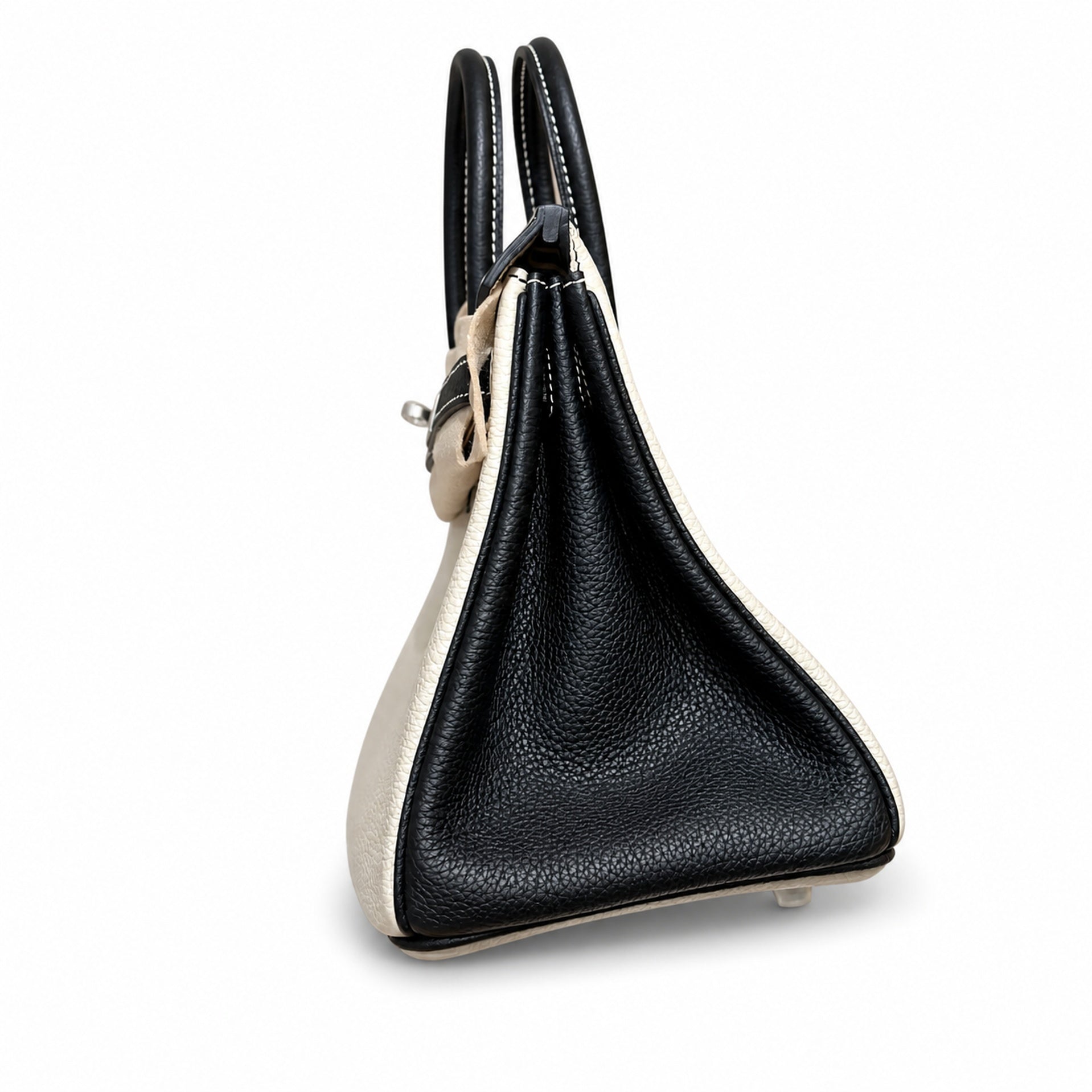 Birkin 25 Craie and Noir Togo Leather Bi-Color Bag
