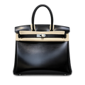 Birkin 30 Sellier in Noir Boxcalf Leather (Palladium Hardware)