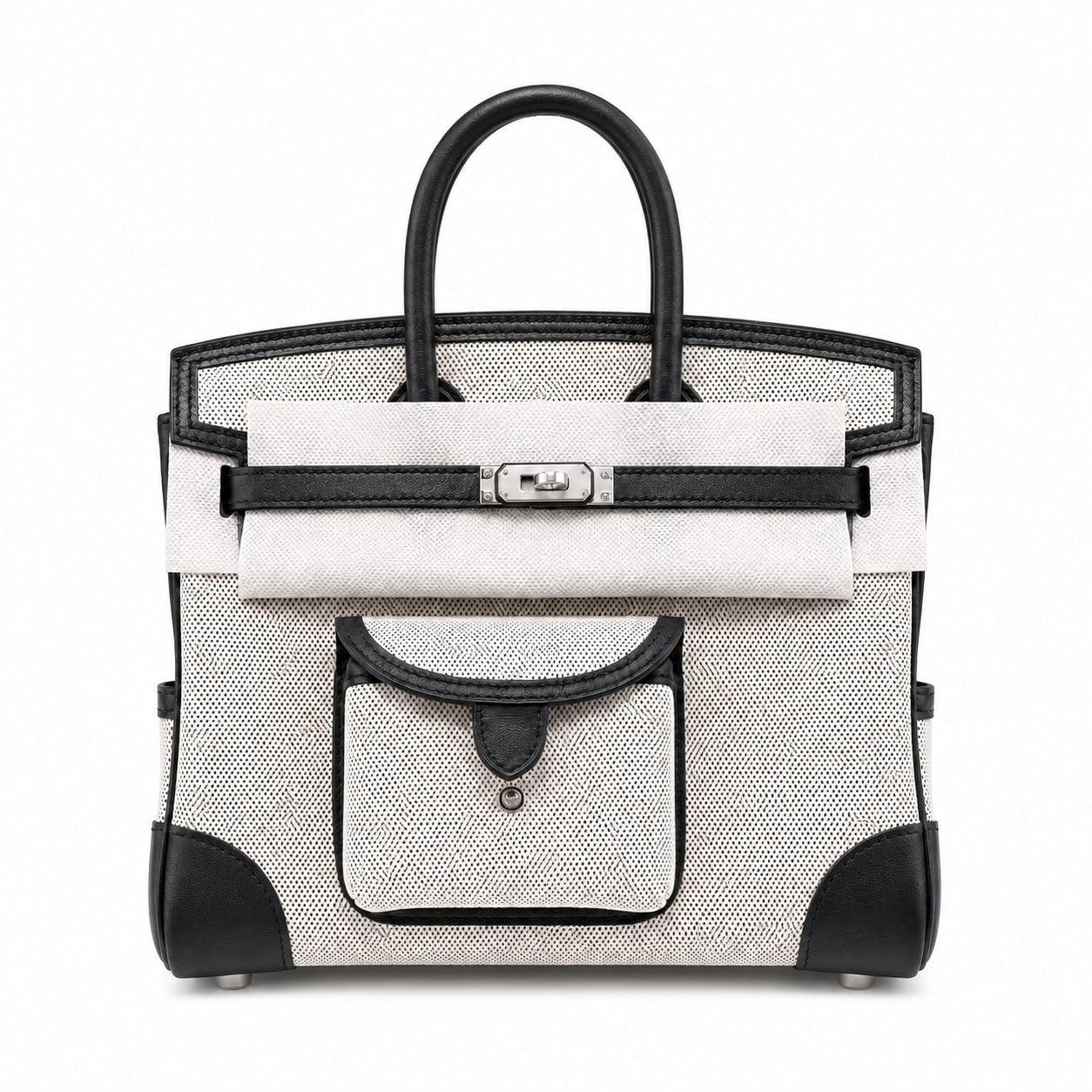 Birkin Cargo 25 Black Leather and Ecru Canvas Multi-Pocket Mini Bag