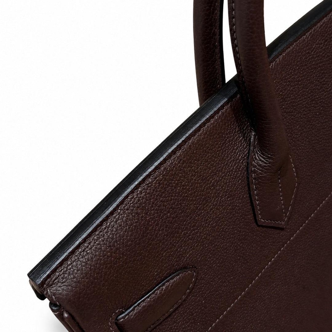 Large Birkin HAC 40cm Men's Tote in Premium Chocolate Brown Togo Cowhide