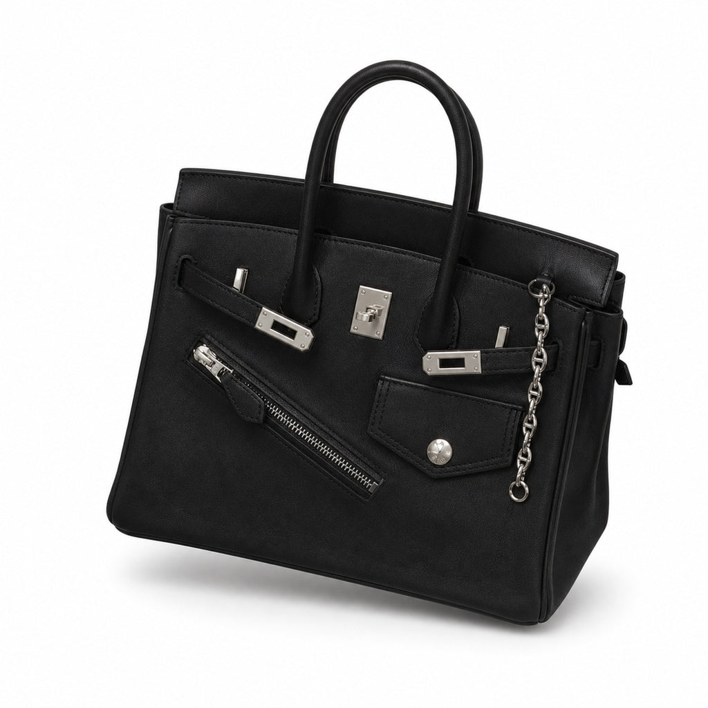 Birkin 25 Rock Sellier in Noir Swift Leather (Palladium Hardware)