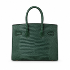 Mini Birkin 20cm Outer Stitching Tote Bag in Emerald Lizard Pattern