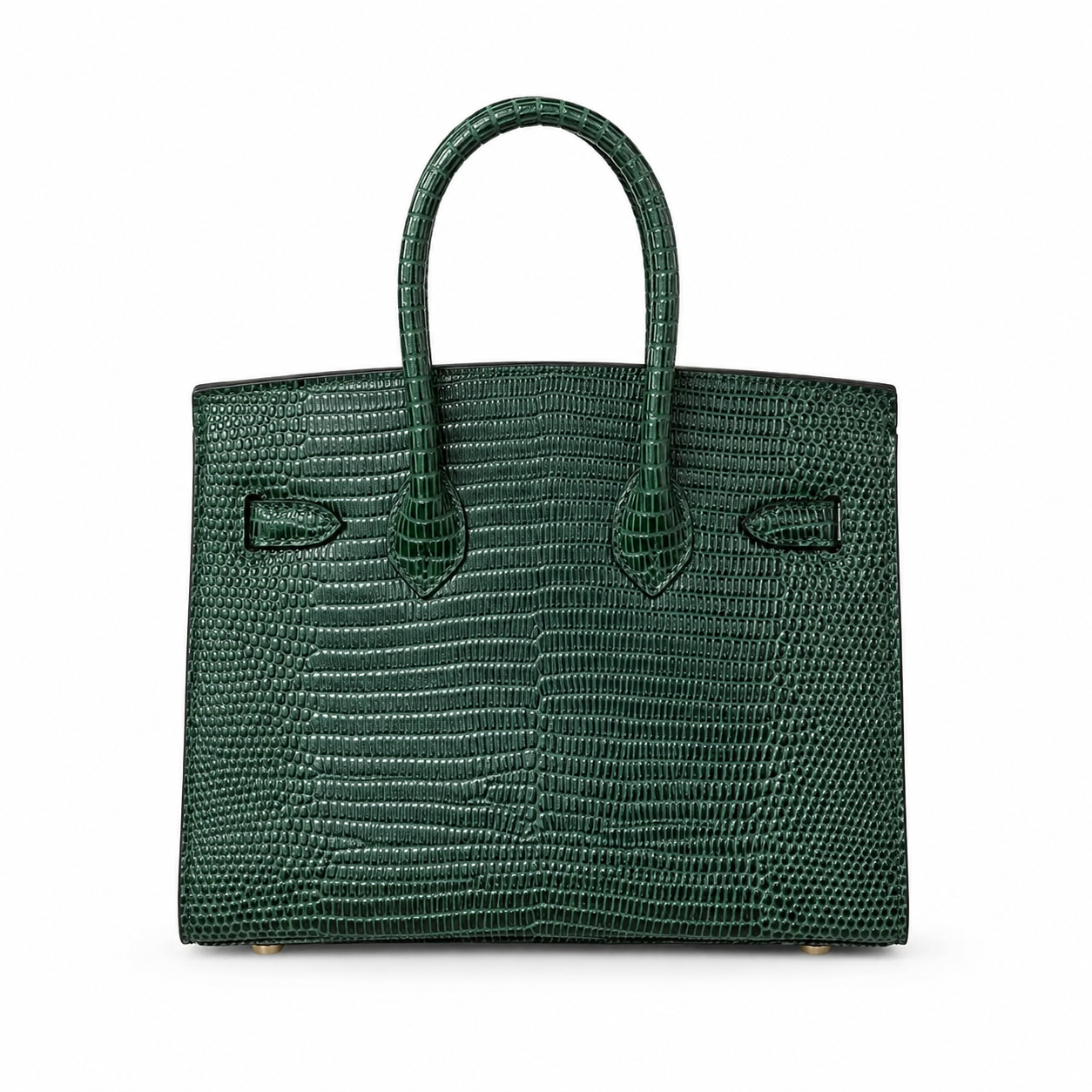 Mini Birkin 20cm Outer Stitching Tote Bag in Emerald Lizard Pattern