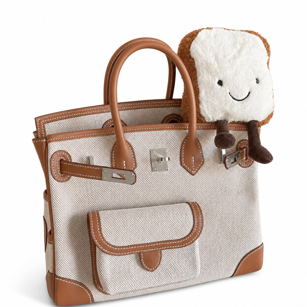Birkin Cargo 30 Gold Swift Leather and Ecru Canvas Multi-Pocket Bag