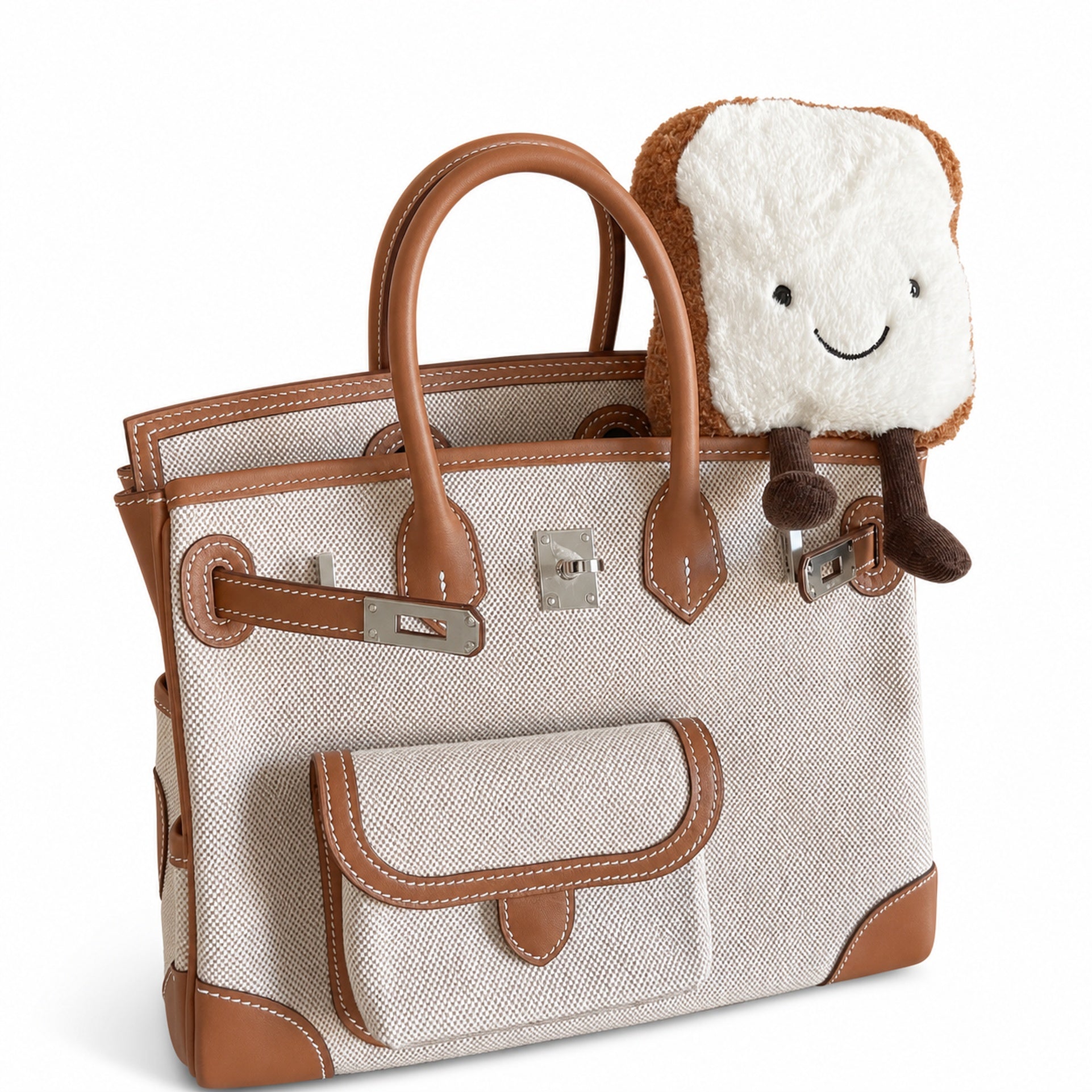 Birkin Cargo 30 Gold Swift Leather and Ecru Canvas Multi-Pocket Bag