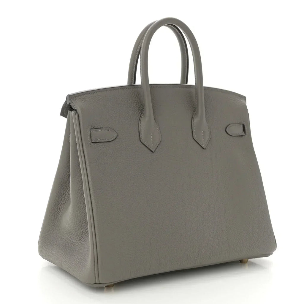 Birkin 25 Gris Meyer crafted from incredibly soft Togo calfskin leather