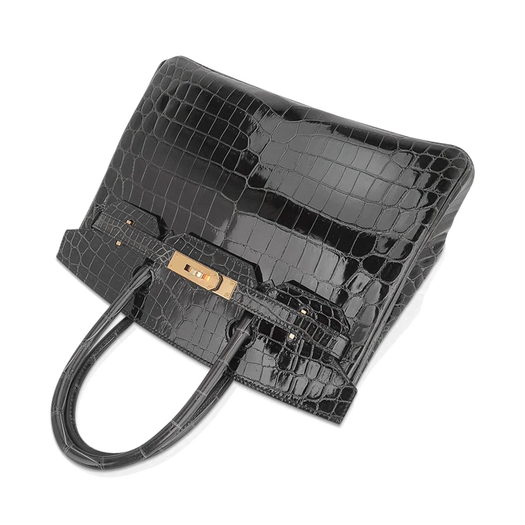Birkin Bag, Crocodile-Grain Top-Grain Cowhide Leather, In-Seam Gold Hardware
