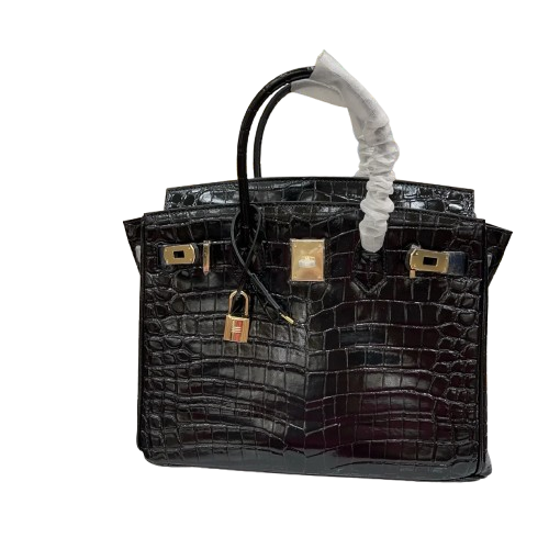 Birkin Bag, Crocodile-Grain Top-Grain Cowhide Leather, In-Seam Gold Hardware